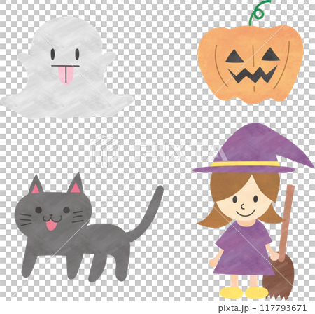 ハロウィンのかわいいイラスト素材 ハロウィンのかわいいイラスト素材 117793671