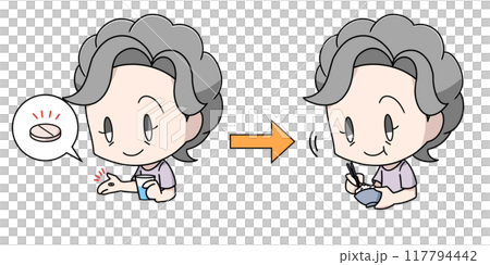 食前の薬を飲む高齢女性のイラスト 117794442