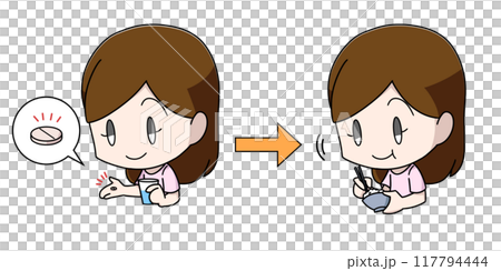 女人飯前吃藥插畫 117794444