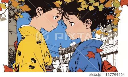 紅葉と双子の女子