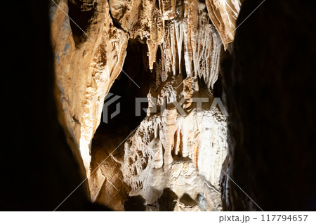 Rock formations in Balcarka cave, Czech Republic Rock formations in Balcarka cave, Czech Republic 117794657