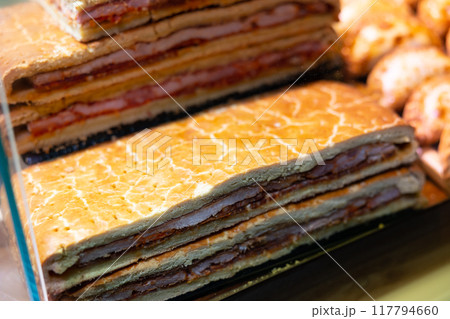 Traditional Spanish meat pie Hornazo Traditional Spanish meat pie Hornazo 117794660