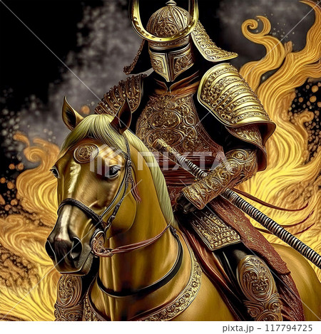 金色の兜をかぶった侍　Samurai 117794725