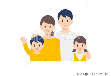 笑顔の子育て世帯･家族の上半身セット【人物ベクターイラスト素材】 117794916