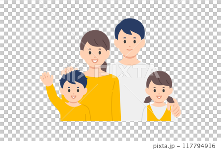 笑顔の子育て世帯･家族の上半身セット【人物ベクターイラスト素材】 117794916