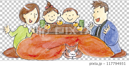 一家人擠在被爐裡 117794931