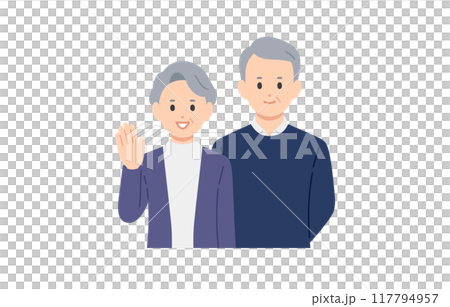 Smiling senior couple upper body set [People vector illustration material] 117794957
