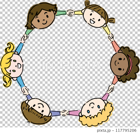 手を繋いで輪になる世界の子供達 117795206