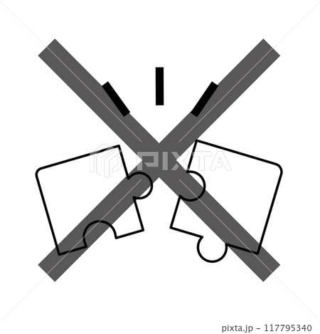 ぴったり合わないジグゾーパズル_モノクロ ぴったり合わないジグゾーパズル_モノクロ 117795340