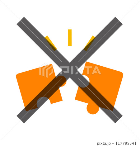 ぴったり合わないジグゾーパズル_オレンジ ぴったり合わないジグゾーパズル_オレンジ 117795341