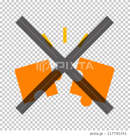 ぴったり合わないジグゾーパズル_オレンジ ぴったり合わないジグゾーパズル_オレンジ 117795341