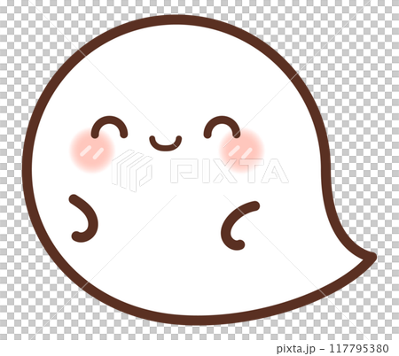 かわいい笑顔の、おばけのイラスト 117795380
