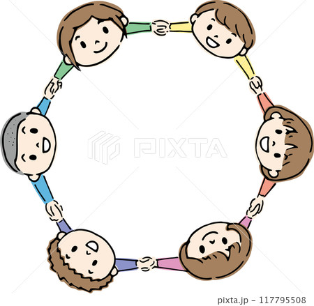 手を繋いで輪になる子供達 手を繋いで輪になる子供達 117795508