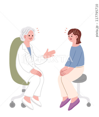 医師に相談をする若い女性 117795710