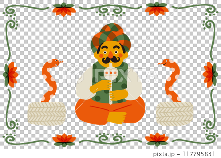 Comical snake charmer illustration 117795831