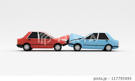 自動車の正面衝突事故のイメージイラスト 117795895