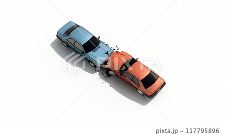 自動車の正面衝突事故のイメージイラスト 117795896