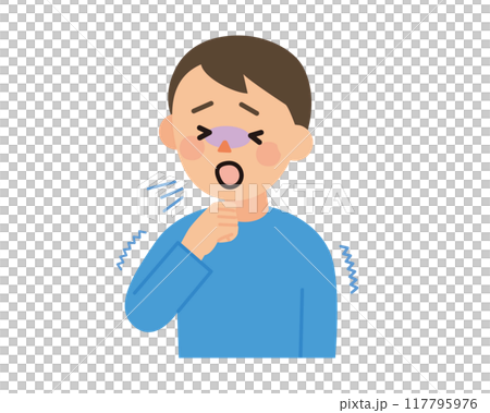 一個感冒咳嗽的男人的插圖 一個感冒咳嗽的男人的插圖 117795976
