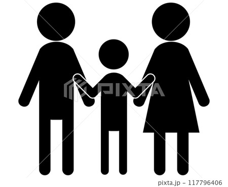 両親と一緒にいる子どものピクトグラム 117796406