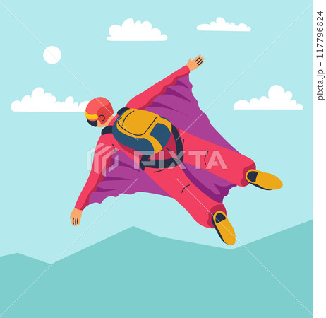 Wingsuit Flying Vector Illustration man 117796824