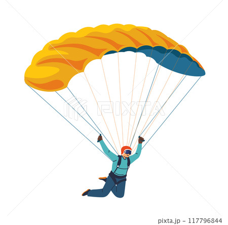Skydiver with Yellow Parachute Skydiver with Yellow Parachute 117796844