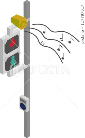 アイソメトリックな音響式歩行者信号機のイラスト 117797017