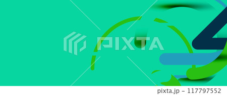 Abstract background. Circles and colorful round shape lines. Linear geometric minimal design 117797552