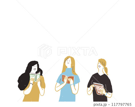 本を持った三人の若い女性B 本を持った三人の若い女性B 117797765