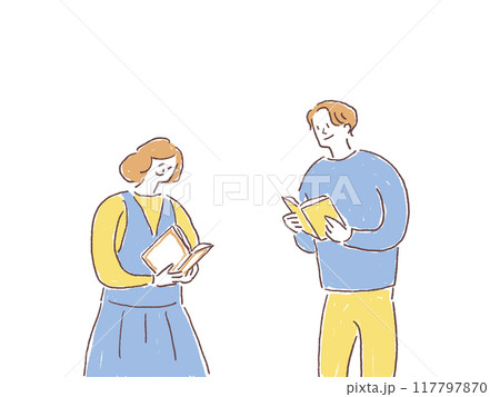 本を読む男性と女性 本を読む男性と女性 117797870