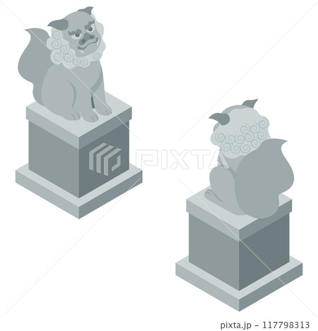 アイソメトリックイラスト：狛犬 117798313