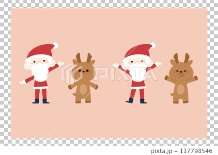 Santa and reindeer illustration set 117798546