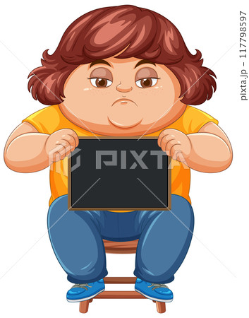 Child Holding Blank Chalkboard Child Holding Blank Chalkboard 117798597
