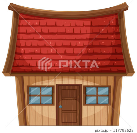 Charming Wooden House with Red Roof 117798628