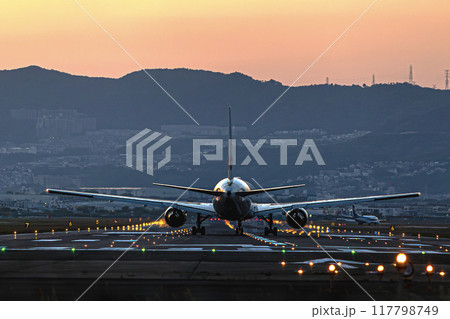 伊丹空港に着陸する飛行機 117798749