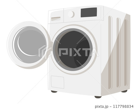 蓋が開いているドラム式洗濯機 117798834