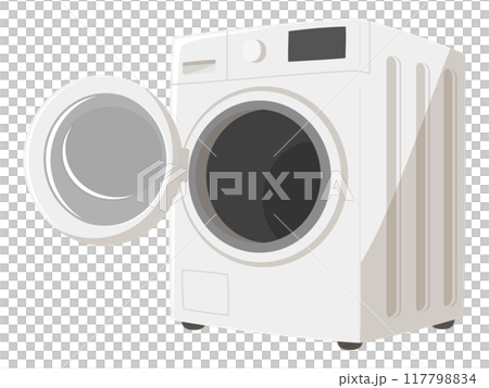 蓋が開いているドラム式洗濯機 117798834