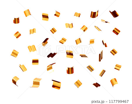 3D party gold confetti set isolated on white 117799467