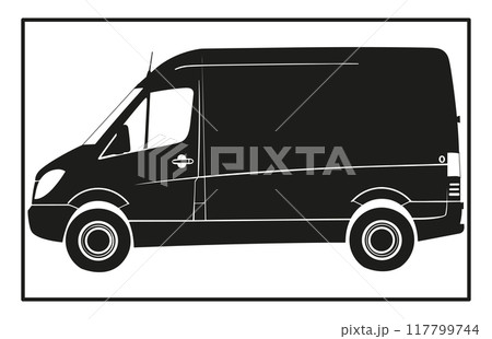 Van icon silhouette. Cargo minibus. simple flatのイラスト素材
