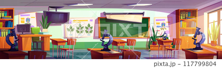 School classroom interior for biology learning School classroom interior for biology learning 117799804