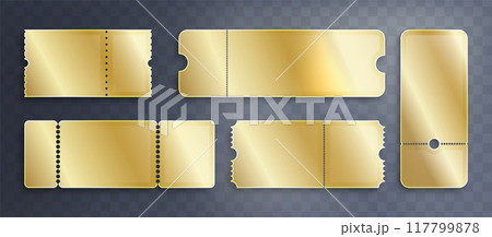 Golden blank coupon or entrance ticket. 117799878