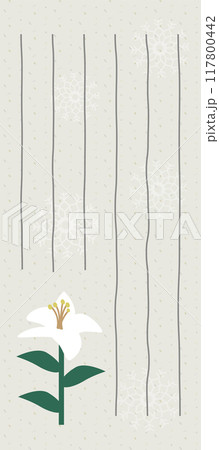 ゆりの花のイラストの一筆箋のテンプレート素材 117800442
