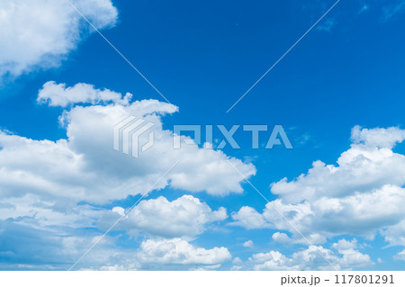 beautiful airatmosphere bright blue sky background abstract clear texture with white clouds. 117801291