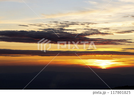 colorful dramatic sky with cloud at sunset 117801825