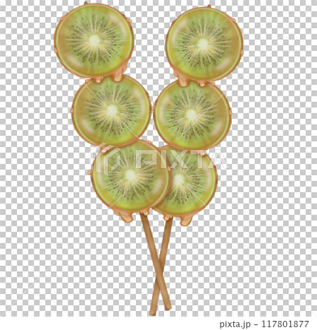 Kiwi tanghulu candied coating syrup of Chinese snacks fruits,Sweet dessert skewer hand drawn illustrations. Kiwi tanghulu candied coating syrup of Chinese snacks fruits,Sweet dessert skewer hand drawn illustrations. 117801877