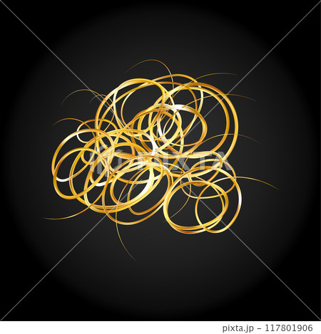 Golden doodle abstract line. Hand drawn curly swishes 117801906
