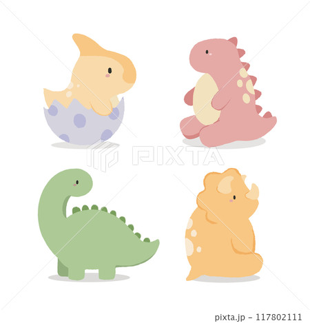 Cute little newborn dinosaur vector illustration 117802111
