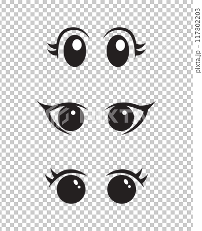 Anime eyes cartoon for element, facial expression, face and emotion 117802203