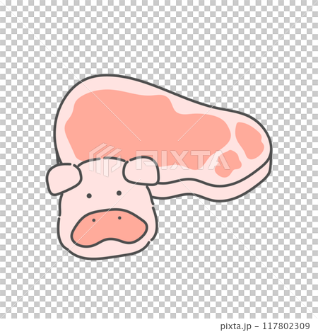 豬和豬肉的插圖 豬和豬肉的插圖 117802309