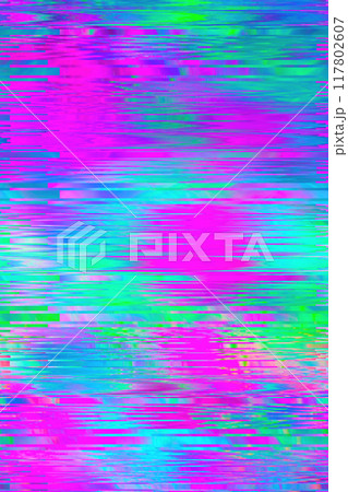 Abstract neon pink interlaced digital Distorted Motion glitch effect background 117802607
