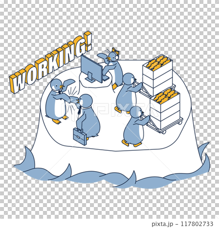 在各行業努力工作的企鵝的等距圖 117802733